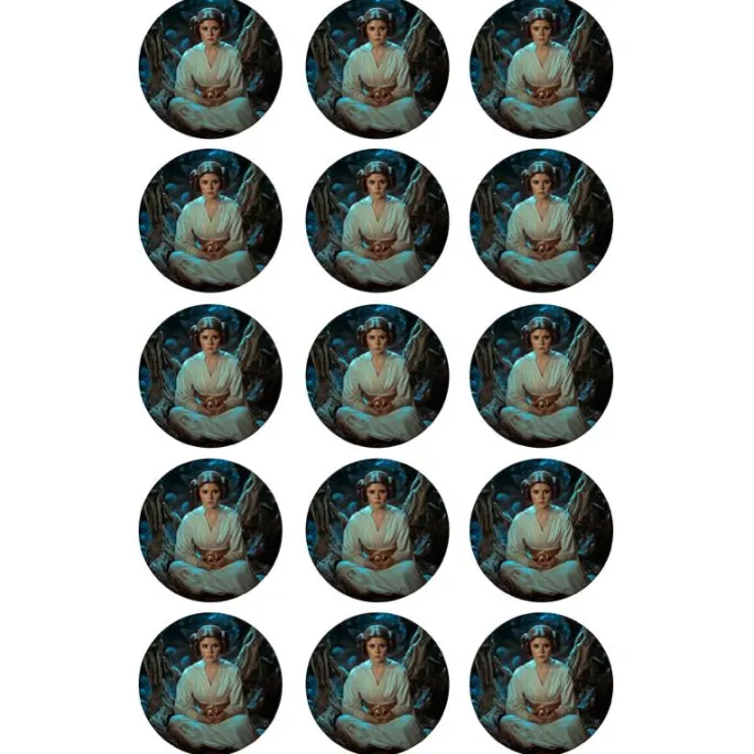 Papel de azúcar de la Princesa Leia - 5 cm (15) - María Lunarillos