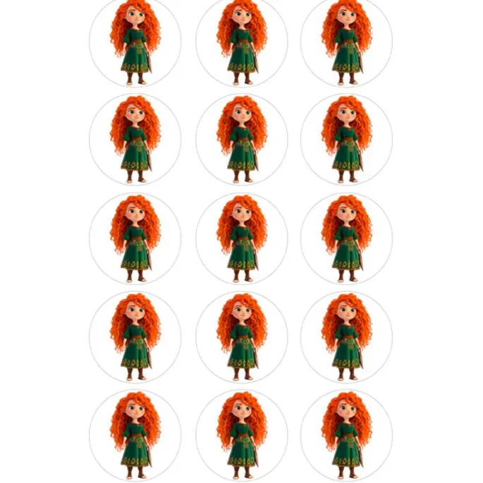Papel de azúcar de la Princesa Mérida - 5 cm (15) - María Lunarillos
