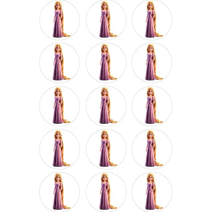 Papel de azúcar de la Princesa Rapunzel - 5 cm (15) - María Lunarillos