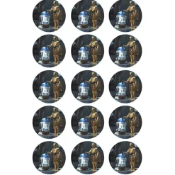 Papel de azúcar de los robots R2-D2 y C-3PO - 5 cm (15) - María Lunarillos