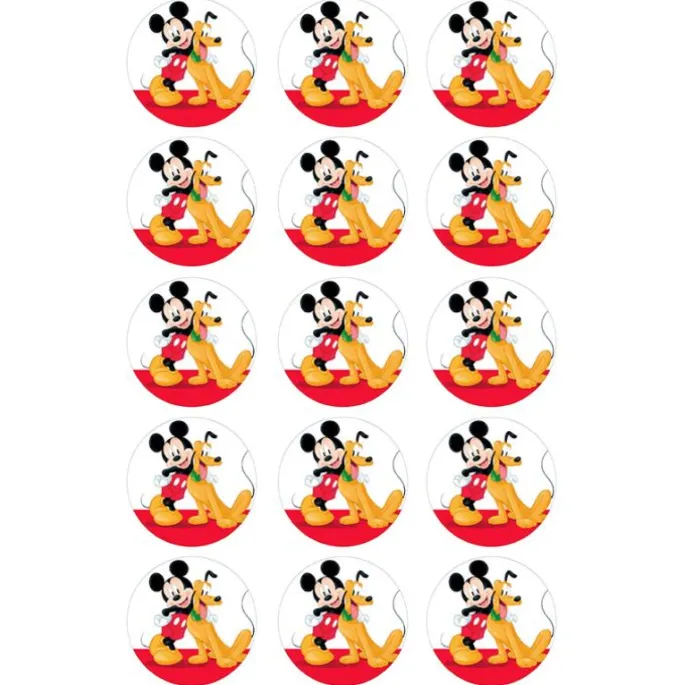 Papel de azúcar de Mickey Mouse y Pluto - 5 cm (15) - María Lunarillos