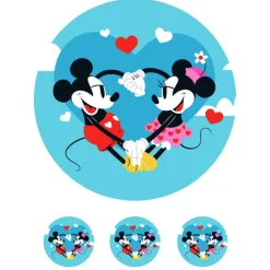 Papel de azúcar de Mickey y Minnie corazón - 20 cm - María Lunarillos
