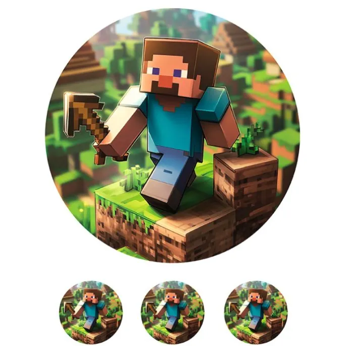 Papel de azúcar de Minecraft - 20 cm - María Lunarillos