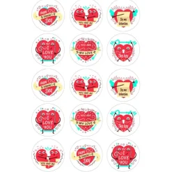 Papel de azúcar de Mix San Valentín - 5 cm (15) - María Lunarillos