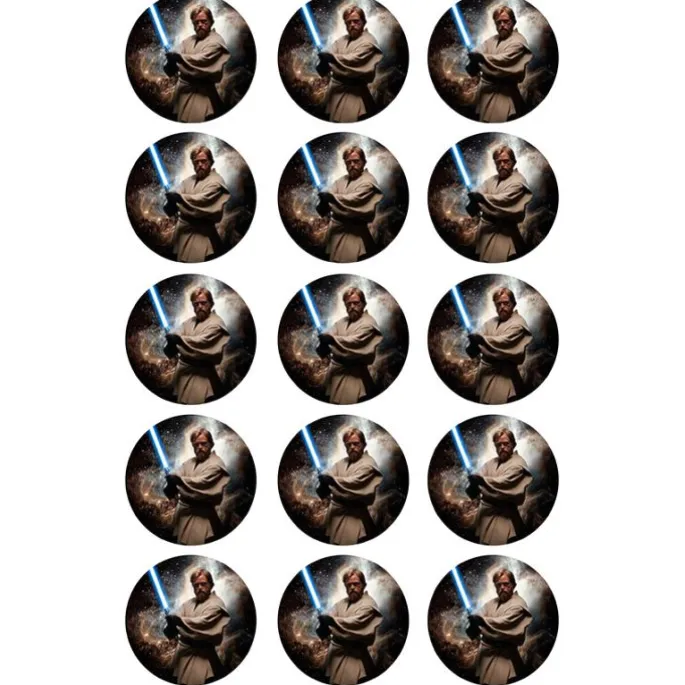 Papel de azúcar de Obi-Wan Kenobi - 5 cm (15) - María Lunarillos