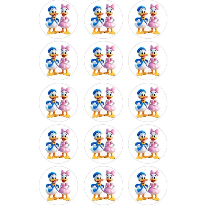 Papel de azúcar de Pato Donald y Daisy - 5 cm (15) - María Lunarillos