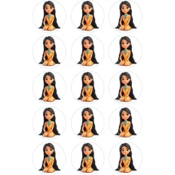 Papel de azúcar de Pocahontas - 5 cm (15) - María Lunarillos