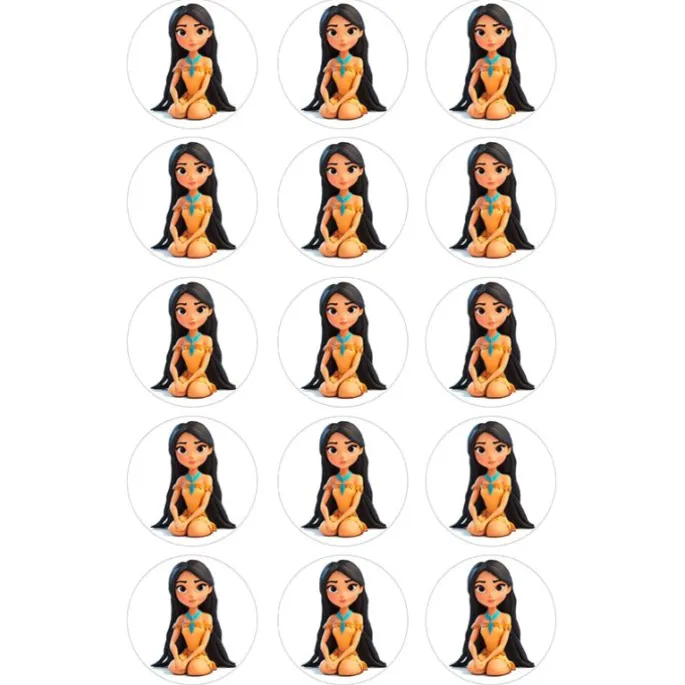 Papel de azúcar de Pocahontas - 5 cm (15) - María Lunarillos