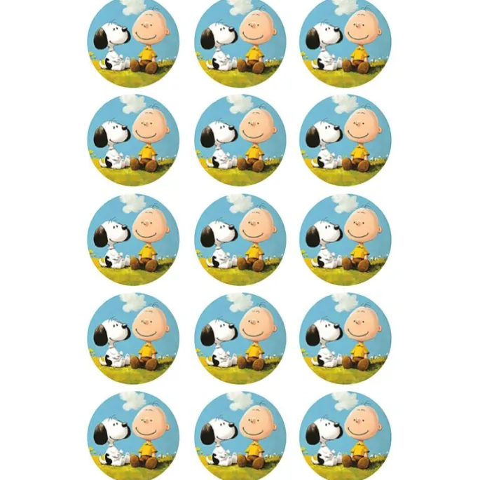 Papel de azúcar de Snoopy & Charlie Brown - 5 cm (15) - María Lunarillos