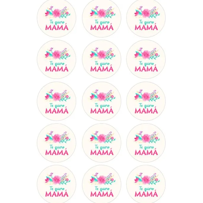 Papel de azúcar de Te quiero Mamá - 5 cm (15) - María Lunarillos