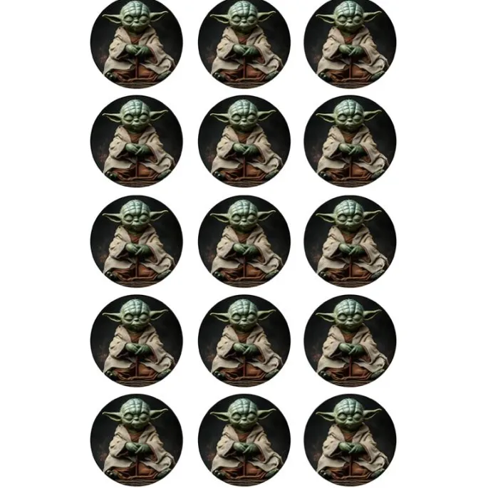 Papel de azúcar de Yoda 1 - 5 cm (15) - María Lunarillos