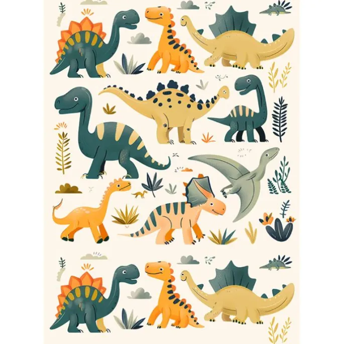 Papel de azúcar - Dinosaurios Infantiles (A4) - María Lunarillos