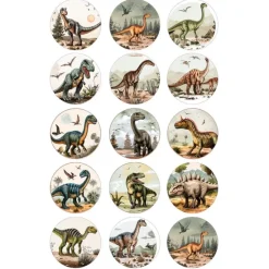 Papel de azúcar Dinosaurios mix 5 cm (15) - María Lunarillos