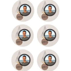 Papel de azúcar - 6 diseños iguales en Círculos de 8 cm Foto y Rótulo Diseño 1 - Impresión personalizada