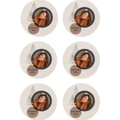 Papel de azúcar - 6 diseños iguales en Círculos de 8 cm Foto y Rótulo Diseño 1 - Impresión personalizada