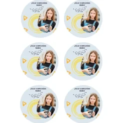 Papel de azúcar - 6 diseños iguales en Círculos de 8 cm Foto y Rótulo Diseño 2 - Impresión personalizada