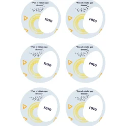 Papel de azúcar - 6 diseños iguales en Círculos de 8 cm Foto y Rótulo Diseño 2 - Impresión personalizada