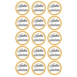 Papel de azúcar - 15 diseños iguales en Círculos de 5 cm Nombre y fecha Nacimiento - Impresión comestible personalizada
