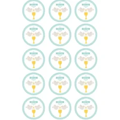 Papel de azúcar - 15 diseños iguales en Círculos de 5 cm Nombre y fecha Eucaristía Comunión - Impresión comestible personalizada