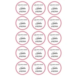 Papel de azúcar - 15 diseños iguales en Círculos de 5 cm Nombre y fecha Mi primera comunión - Impresión comestible personalizada