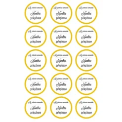 Papel de azúcar - 15 diseños iguales en Círculos de 5 cm Nombre y fecha Mi primera comunión - Impresión comestible personalizada
