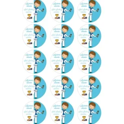 Papel de azúcar - 15 diseños iguales en Círculos de 5 cm Nombre y fecha Mi primera comunión azul - Impresión comestible personalizada