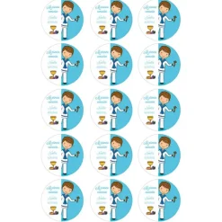 Papel de azúcar - 15 diseños iguales en Círculos de 5 cm Nombre y fecha Mi primera comunión azul - Impresión comestible personalizada