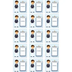 Papel de azúcar - 15 diseños iguales en Cuadrados de 5 cm Mi primera comunión (azul) con foto personalizada