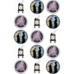 Papel de azúcar familia Addams 5 cm (15) - María Lunarillos