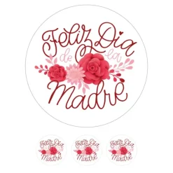 Papel de azúcar Feliz día de la Madre 20 cm - María Lunarillos