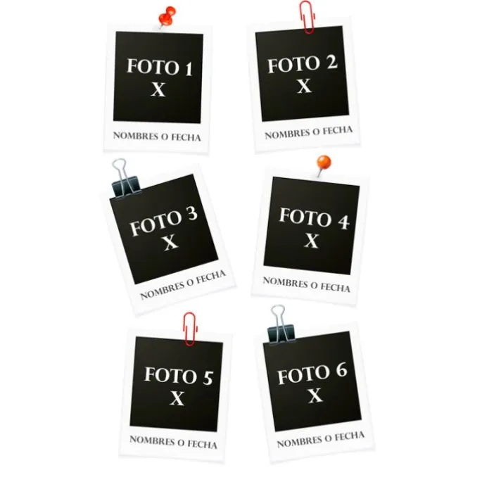 Papel de azúcar - 6 fotos diferentes con Nombres o Fecha 5 cm Moments - Impresión comestible personalizada
