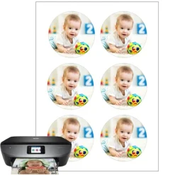 Papel de azúcar - 6 fotos iguales en Círculos de 8 cm - Impresión comestible personalizada