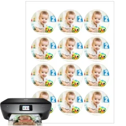Papel de azúcar - 12 fotos iguales en Círculos de 6 cm - Impresión comestible personalizada