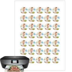 Papel de azúcar - 35 fotos iguales en Círculos de 3 cm - Impresión comestible personalizada
