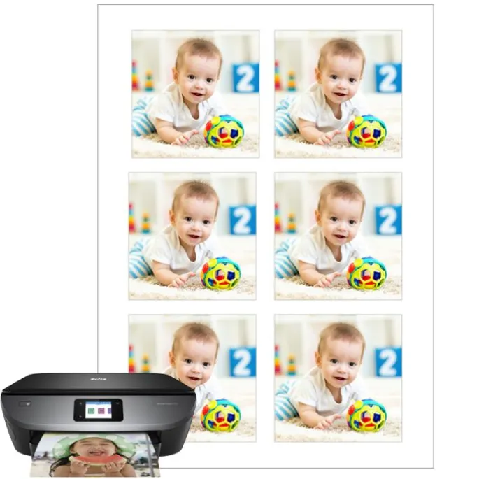 Papel de azúcar - 6 fotos iguales en Cuadrados de 8 cm - Impresión comestible personalizada