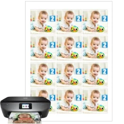 Papel de azúcar - 12 fotos iguales en Cuadrados de 6 cm - Impresión comestible personalizada