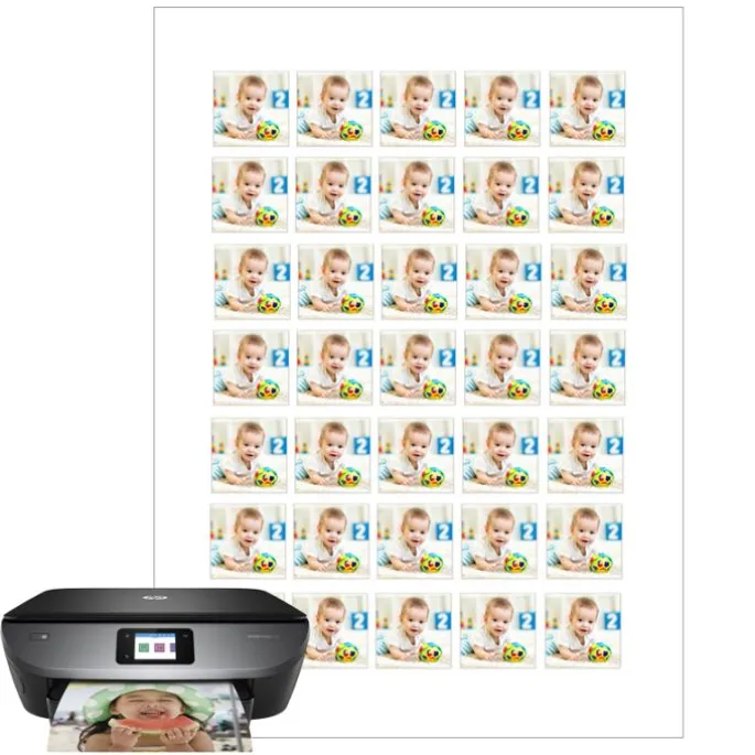 Papel de azúcar - 35 fotos iguales en Cuadrados de 3 cm - Impresión comestible personalizada