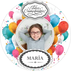 Papel de azúcar - Foto y nombre Feliz Cumpleaños 20 cm - Impresión personalizada