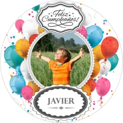 Papel de azúcar - Foto y nombre Feliz Cumpleaños 20 cm - Impresión personalizada