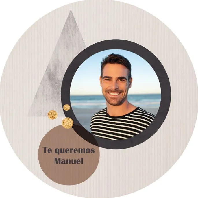 Papel de azúcar - Foto y Rótulo Diseño 1 - 20 cm - Impresión personalizada