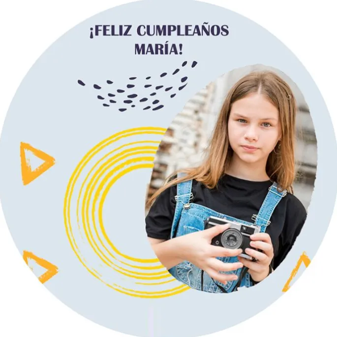 Papel de azúcar - Foto y Rótulo Diseño 2 - 20 cm - Impresión personalizada