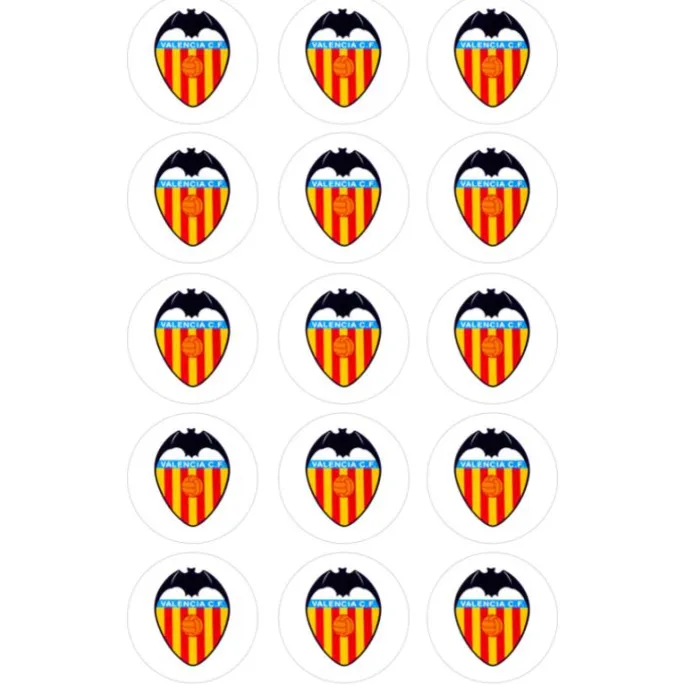 Papel de azúcar fútbol Escudo Valencia C.F. 5 cm (15) - María Lunarillos