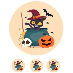 Papel de azúcar Gato Halloween - 20 cm - María Lunarillos