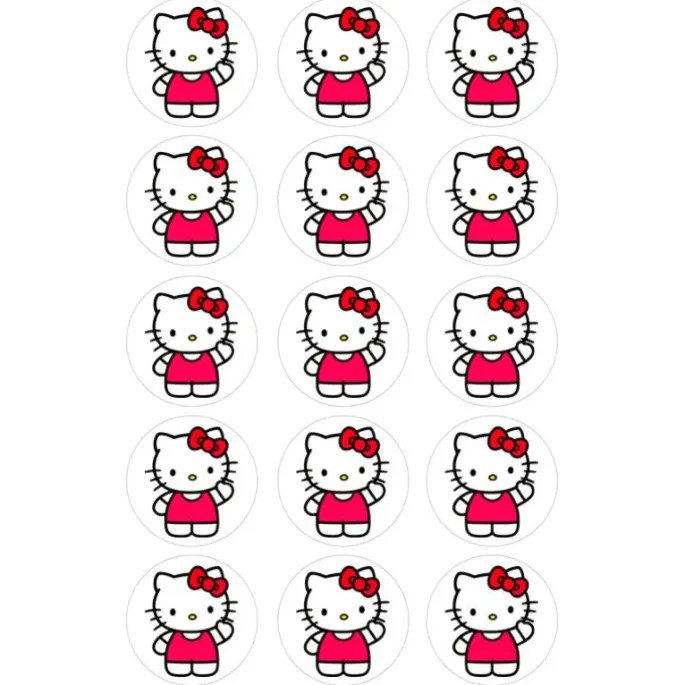Papel de azúcar Hello Kitty 3 - 5 cm (15) - María Lunarillos