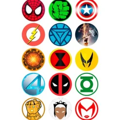 Papel de azúcar Logos Superhéroes 5 cm (15) - María Lunarillos