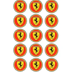 Papel de azúcar Logotipo Ferrari - 5 cm (15) - María Lunarillos
