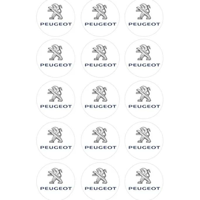 Papel de azúcar Logotipo Peugeot 5 cm (15) - María Lunarillos
