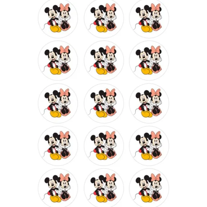 Papel de azúcar Mickey y Minnie Mouse 5 cm (15) - María Lunarillos