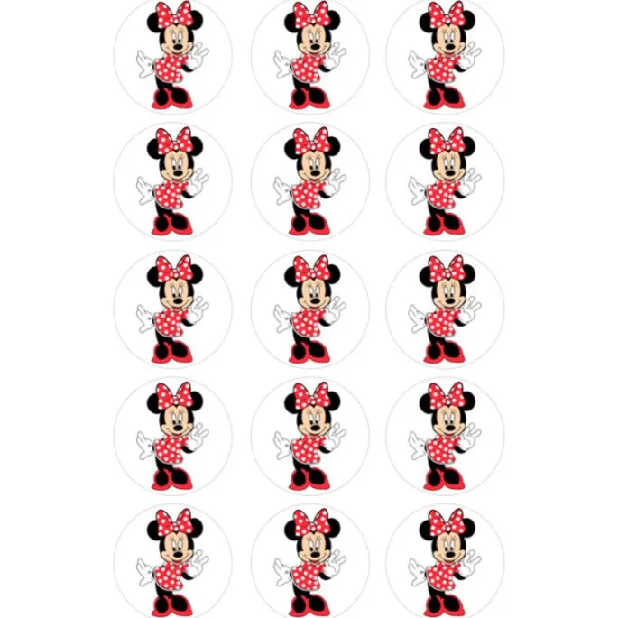 Papel de azúcar Minnie Mouse 5 cm (15) - María Lunarillos