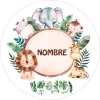 Papel de azúcar - Nombre animalitos selva 20 cm - Impresión personalizada